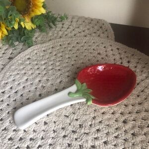 Strawberry-Themed Ceramic Spoon Rest